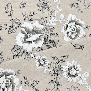 Picnic Camping Kitchen Curtain Tablecloth Sewing Sofa Home Decor Flower Tree Wave Modern Style Beige Linen Cotton fabric Sold By yard
