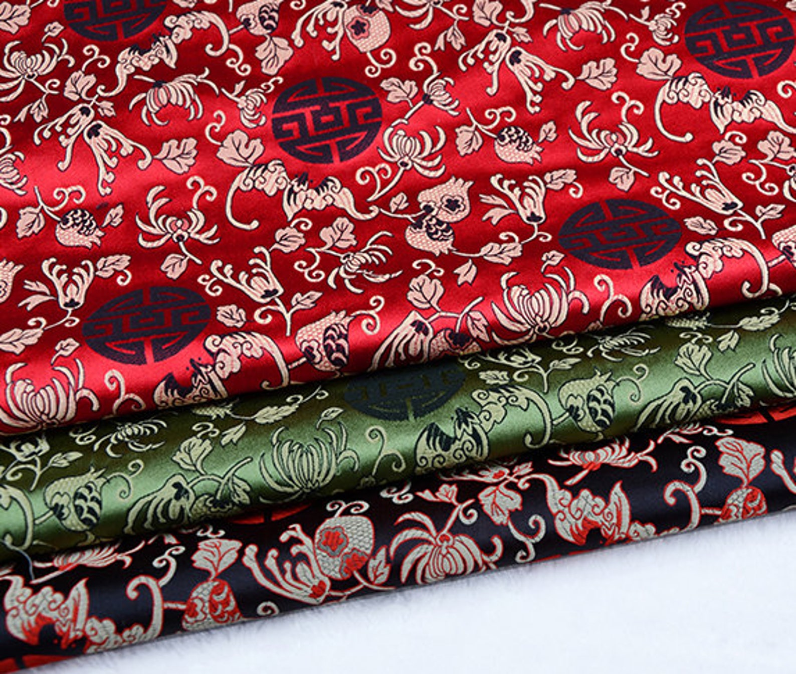 Chinese Silk Brocade Fabric Multicolor Pomegranate Blossom - Etsy