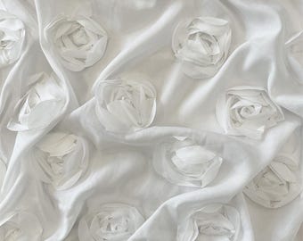 Stereo Rose Flower Design Chiffon Fabric，Sold By 0.5 Yard
