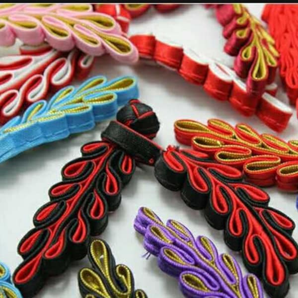 5pairs  chinese folk leaf pattern embroidery frog button for diy cheongsam stage cosplay