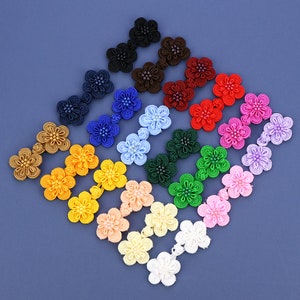 Multicolors Petal With Bead Frog Buttons Cheongsam Chinese Costume Doll Stage Fastern Closure