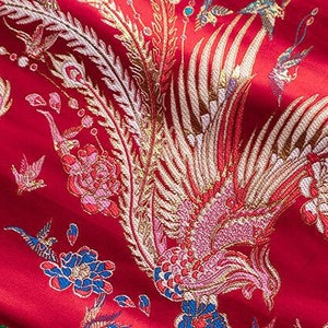 High Class Brocade Fabric,  Flying Golden Phoenix Peony Flower, Home Decro Fabric,Sofa Cheongsam Stage Jacquard ,Sold By Yard