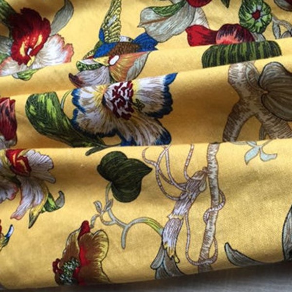 4Colors Vintage American Style Bird Flower Cotton Flax Fabric Linen Fabric Sold by yard Tablecloth Home Decor Upholstery Sewing Sofa robe