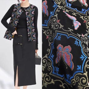 Chinese Style Butterfly Song Brocade Jacquard Fabric Custom Size Clothing Design Jacquard Fabric,sold by yard