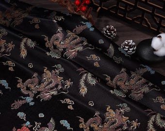 Tessuto broccato Dragon Phoenix: tappezzeria tradizionale cinese, Cheongsam Cosplay - 35"W