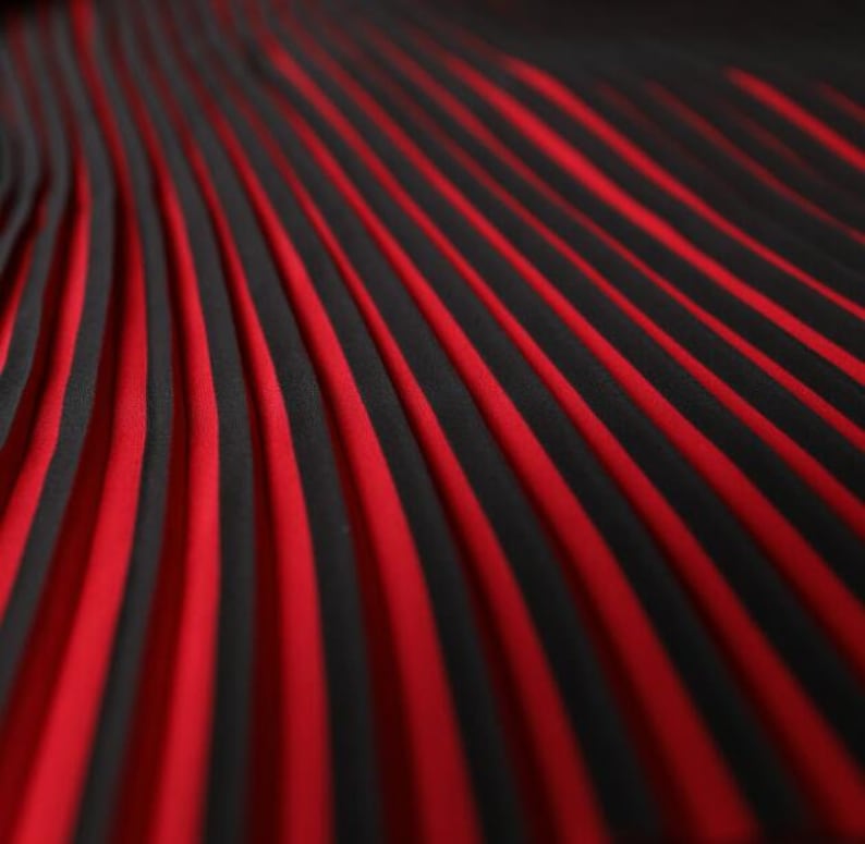 Colorful Stripe Folded Pleated Chiffon ,Dress Skirt Designer Fabric , Black White Red Pleated Chiffon By The Yard,59W,Good Quality Fashion image 2