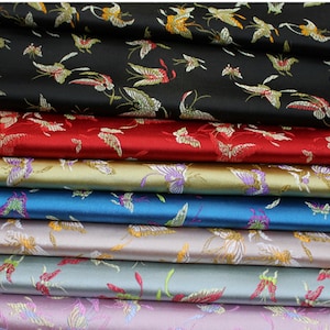 6 Colors chinese folk colorful butterfly blue red black pink  tapestry satin  brocade fabric by the yard