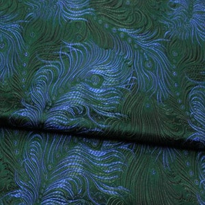 10color Vintage peacock tail feather Brocade Upholstery fabric Sewing Sofa Coaster Home Decro Purple Green Gray Red Blue Yellow Sold by Yard
