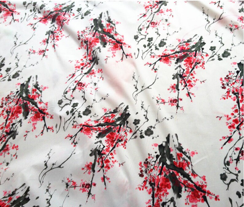 chinese ink painting red plum blossom pattern