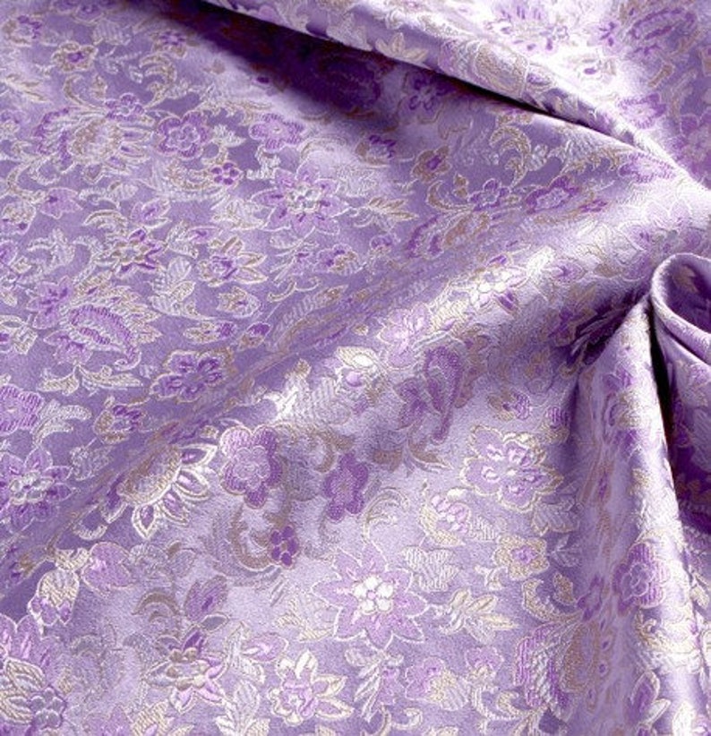 Chinese Ancient folk Flower Brocade,Tapestry Satin Cloth Coat Cospaly Upholstery Fabric By The Yard,29W Sewing Lilac Doll Stage image 1