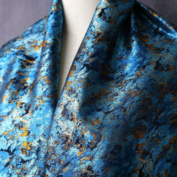 6 colors 90cm width oil painted Van Gogh style Artist Fashion Upholstery Tablecloth  Sewing satin jacquard brocade fabric Vintage Scarf