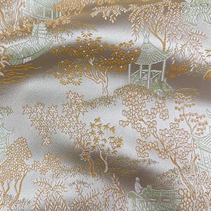 Chinese Exquisite Landscape Jacquard Brocade Fabric High-Grade Handmade DIY Brocade Fabric，sold by yard