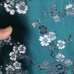 29&quot;W  Mulcolors Chinese Traditional Silver Plum Blossom Flower Home Furniture Cushion Tang Suit Fabric Silk Brocade Sold by yard