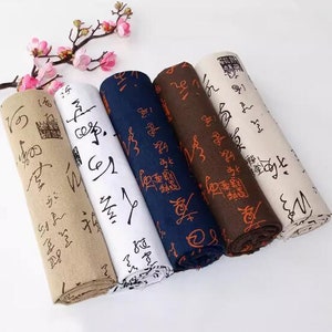 Chinese Calligraphy Linen Fabric: Cotton Flax Cloth for Sewing