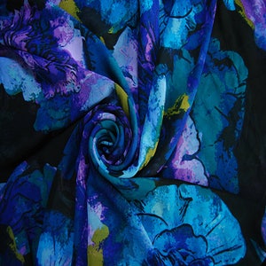 vintage 4 patterns blue purple big flower white phoenix tail flower maroon  chiffon fabric by yard dress best seller sewing cloth