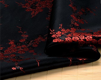 35" Folk Chinese golden black red" one plum blossom"black  tapestry brocade by the yard cosplay stage doll  cheongsam