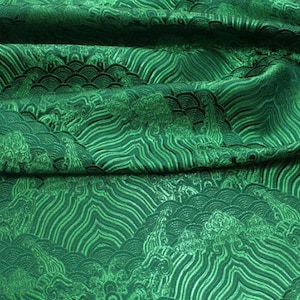 Multicolors  Solid Colors Japanese Style Wave Tide Silk Jacquard Brocade Fabric, Bag Asian Suit Upholstery Blue Red Green Sold By The Yard