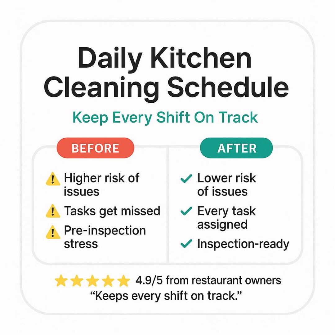 Weekly Kitchen Schedule Restaurant Cleaning Checklist – Daily & Weekly Kitchen Schedule ...