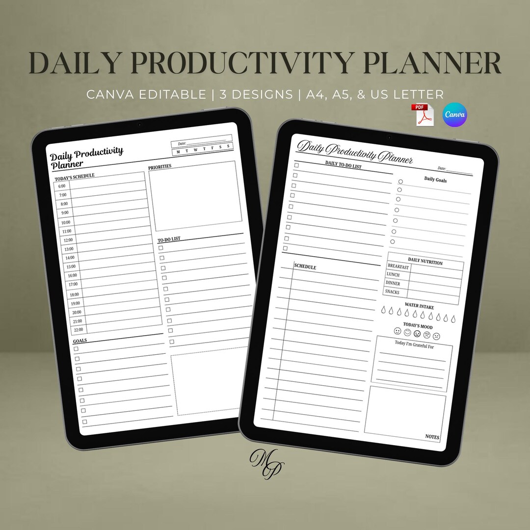 Daily Productivity Planner Printable | Daily Planner PDF, Task & Focus ...