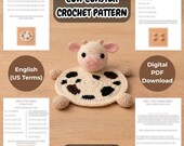 Amigurumi Cow Coaster Crochet Pattern PDF Digital Download