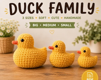 Ente Amigurumi Muster 3 Größen, Plüsch häkeln PDF, Easy DIY