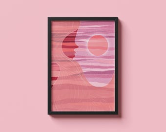 Pink Sunshine | Soft Pink Abstract Wall Art | Calm Modern Decor