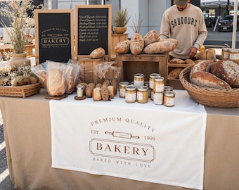 Personalisierter Tischläufer mit Logo, Personalisierte Business Banner, Marktstand Schild Display, Pop Up Shop Dekoration Schild