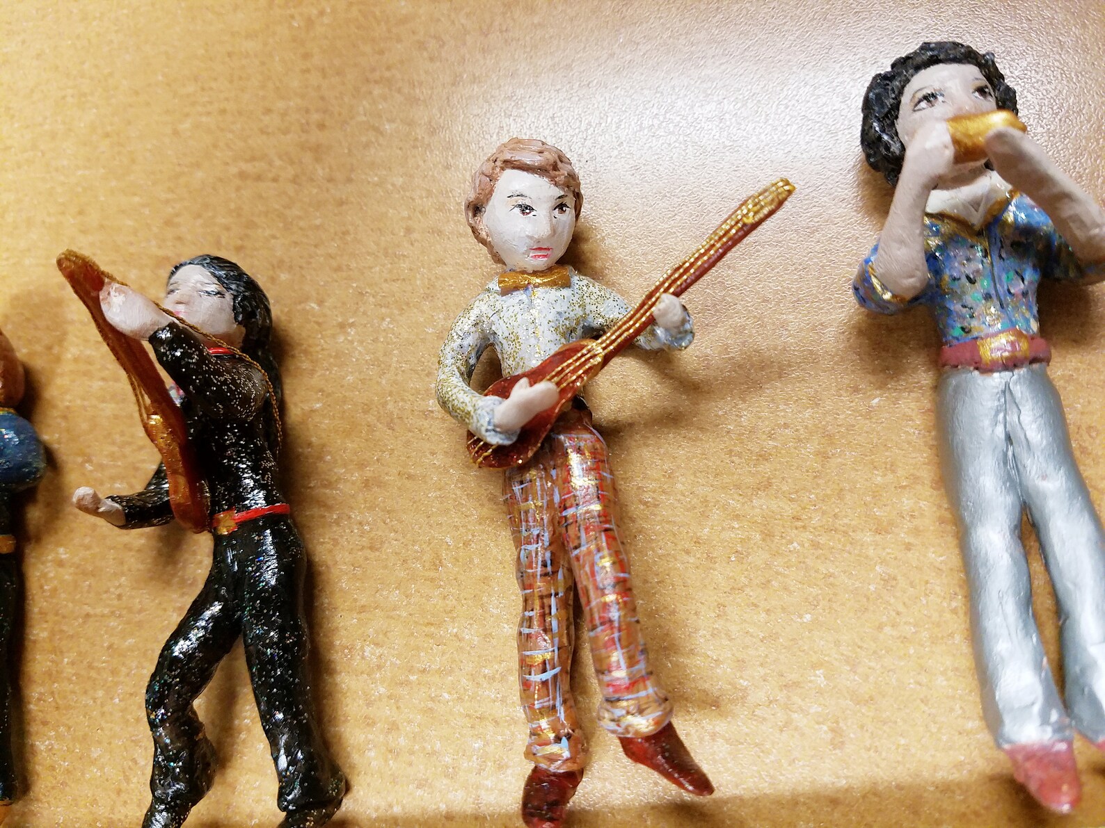 4 Sculpted Clay Figures / Men / Musician / Art / Craft / Etsy