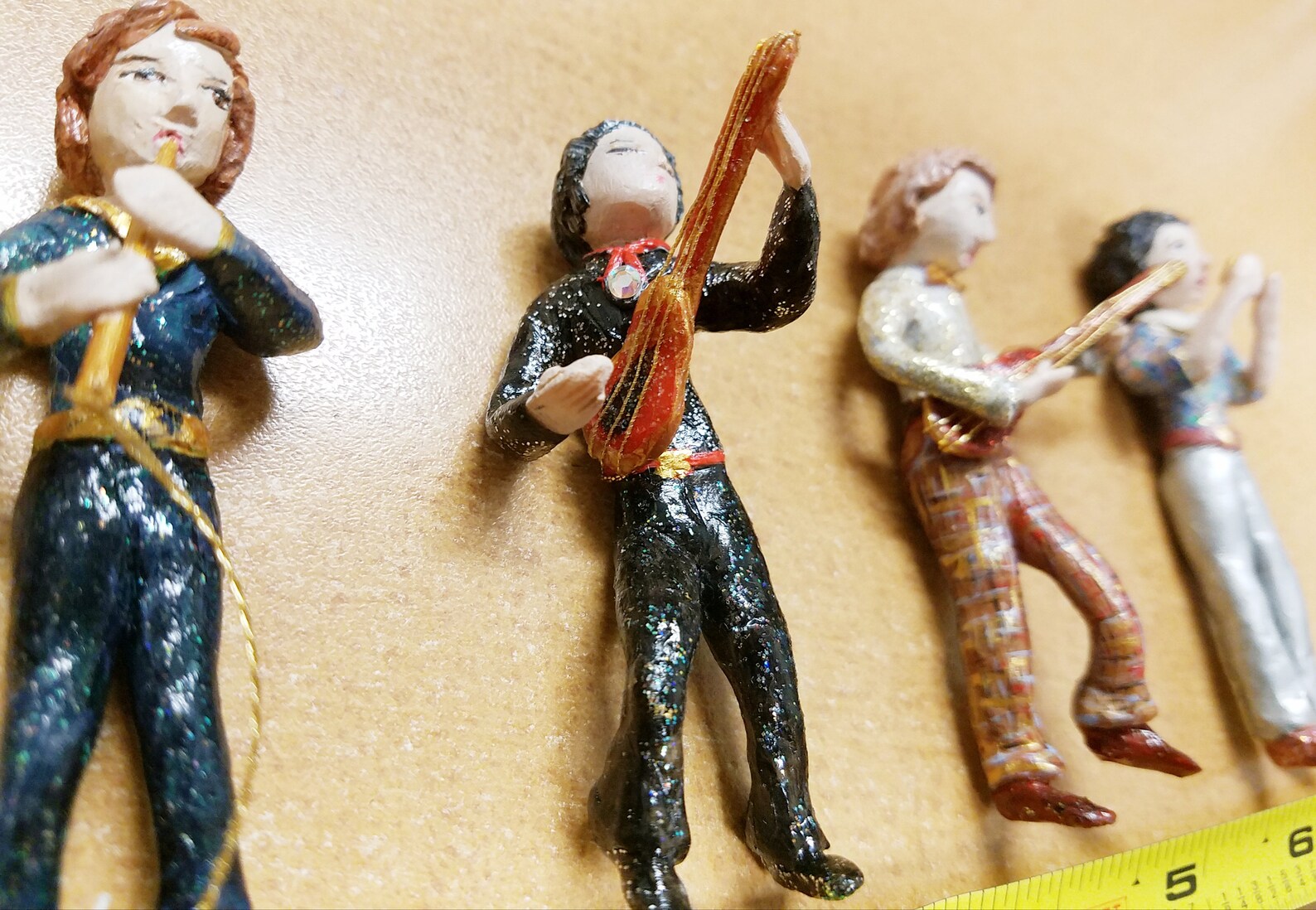 4 Sculpted Clay Figures / Men / Musician / Art / Craft / Etsy