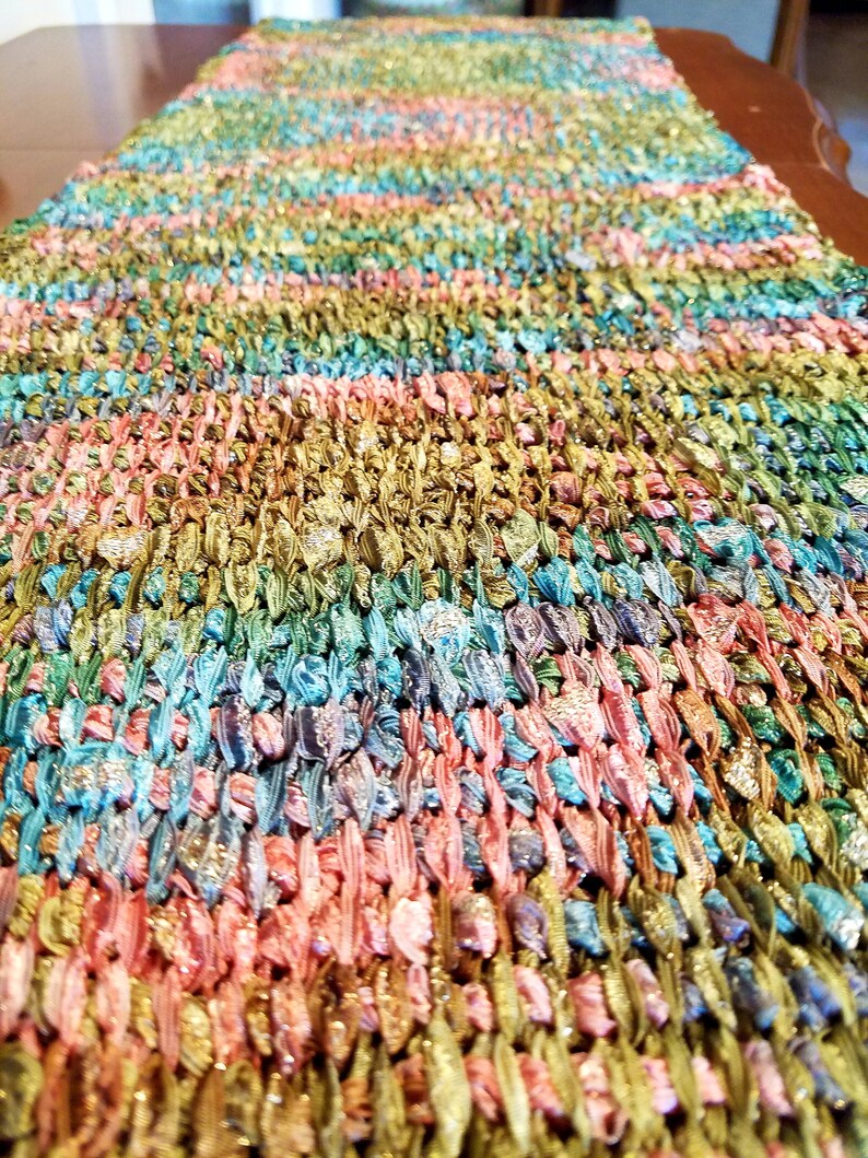 Handmade Crocheted Table Runner / Custom Dyed Yarn by Prism Etsy