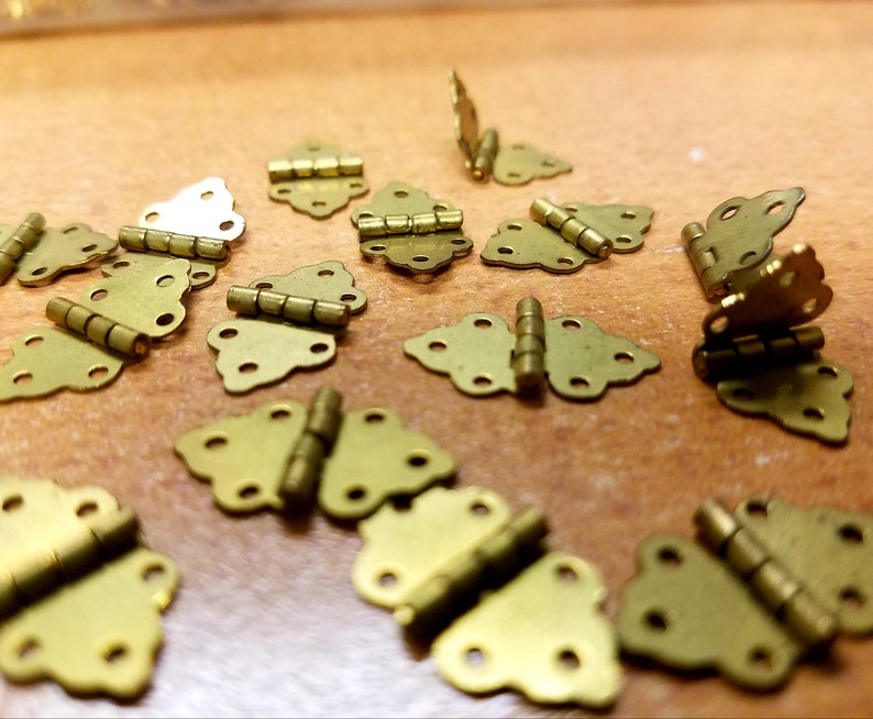 45 Small Brass Hinges  Supply  Deshash  Findings  Egg Art  Different Size and Shapes  Tiny