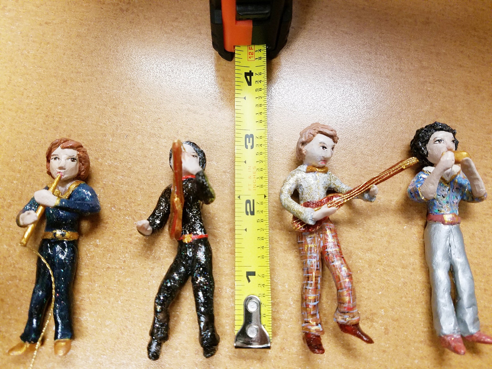 4 Sculpted Clay Figures / Men / Musician / Art / Craft / Etsy