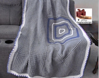 ヴィンテージプランター＆アフガンブランケット かぎ針編みのアフガンブランケット、おばあちゃんのスクエアベッド