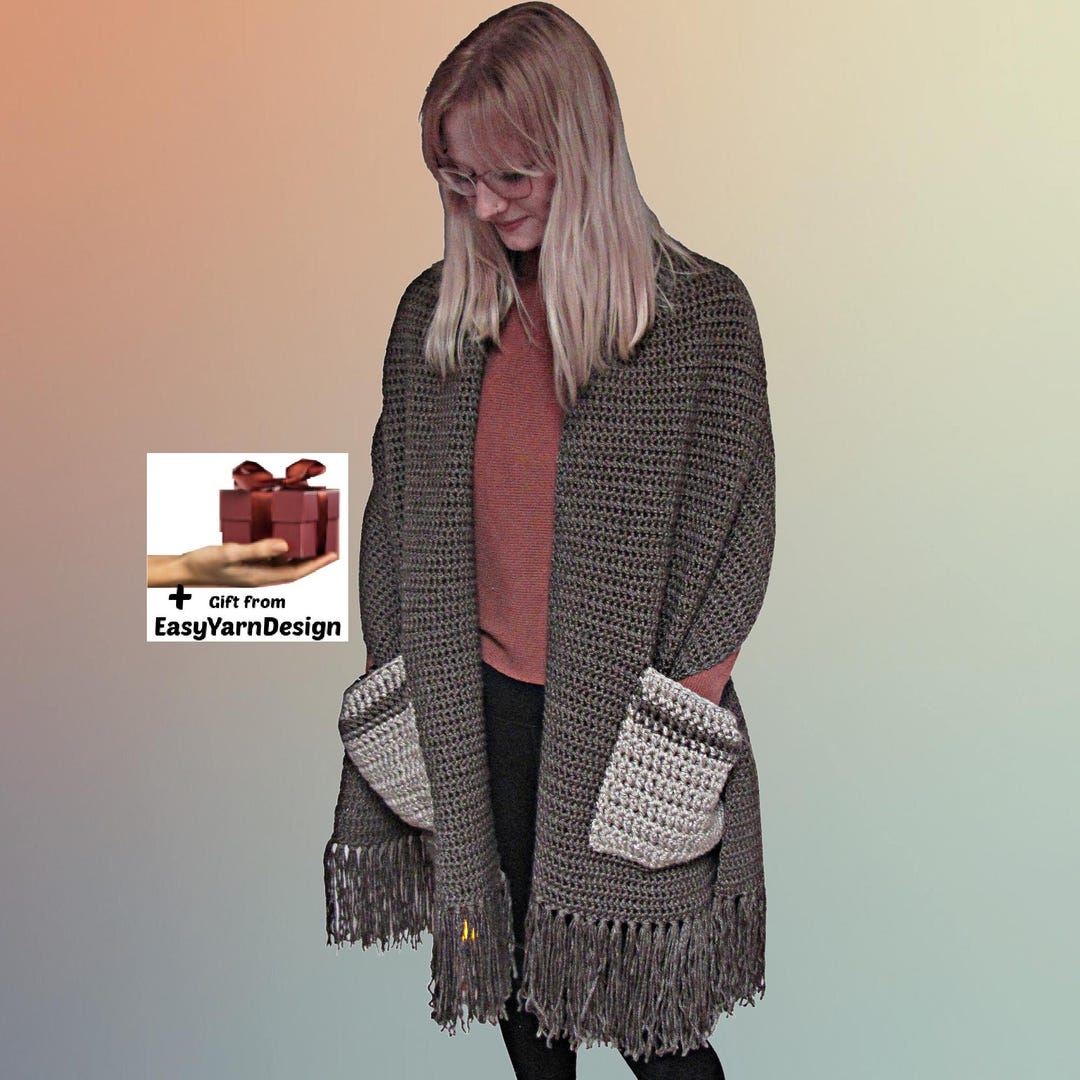 RETIREMENT-SALE*** Pocket Shawl Crochet Pattern PDF – Cozy Boho Wrap ...