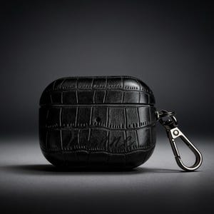 Personalized Crocodile PU Leather AirPods Case: Engraved Monogram image 1