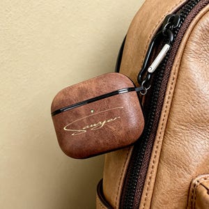 Funda de cuero personalizable para Airpods 4, Airpods 1, 2, 3 Pro 1, 2, funda con gancho, funda personalizada para Airpods Pro, llavero, funda para Airpod, monograma personalizado