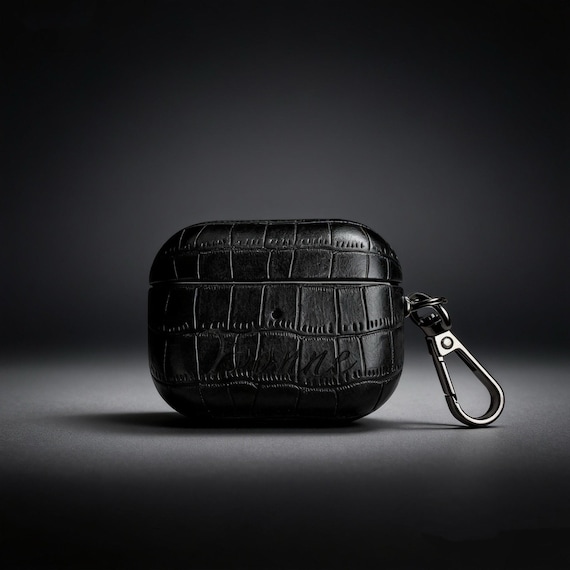 Personalized Crocodile PU Leather AirPods Case: Engraved Monogram