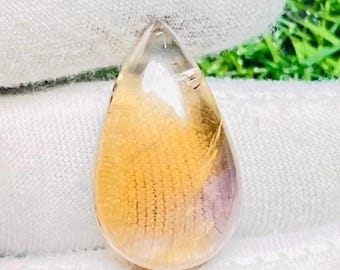 AAA Grade Ametrine Cabochon, Bi-Color Amethyst Citrine Gemstone (27x16x8mm)