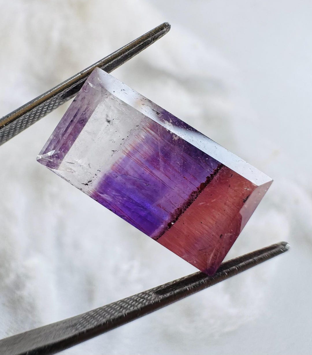 Rare Super Seven Faceted Gemstone, Amethyst, Cacoxenite, Rutile ...
