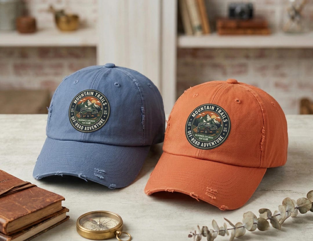 Distressed Trucker Hat, Mountain Trails Hat, off Road Adventure Cap ...