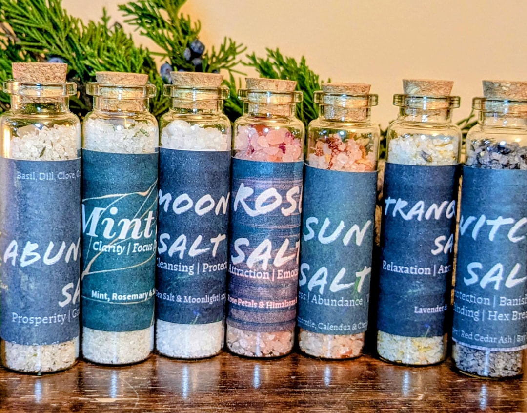 Ritual Salt Set – 2oz Witchcraft Salt Collection | Moon, Sun, Black ...