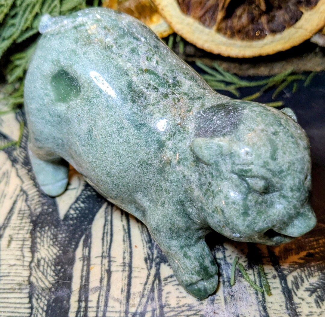 Moss Agate Drewsy Pig Carving | 3 Inch Crystal Pig | Abundance ...