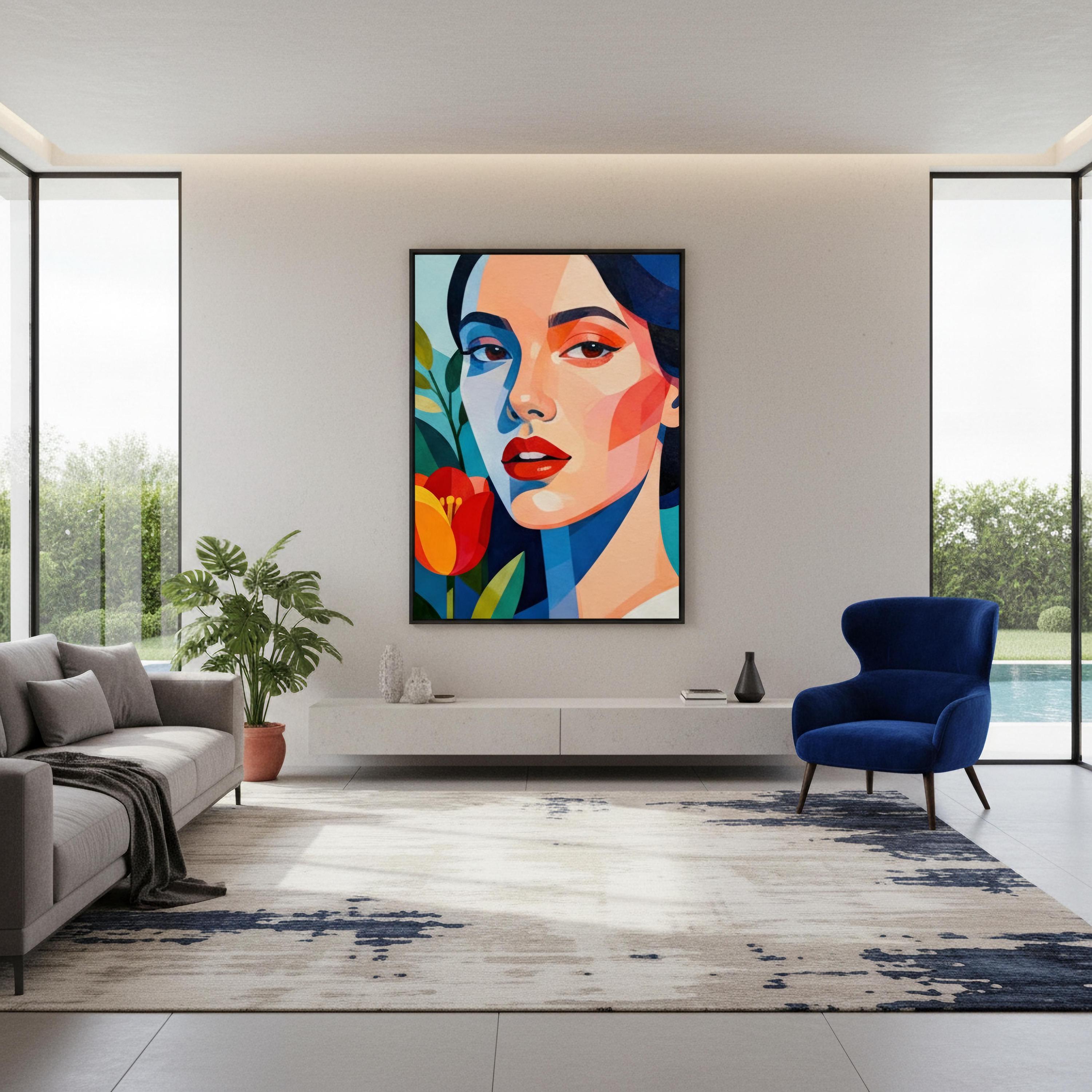 Colorful Abstract Woman Portrait Wall Art - Digital Download - Etsy