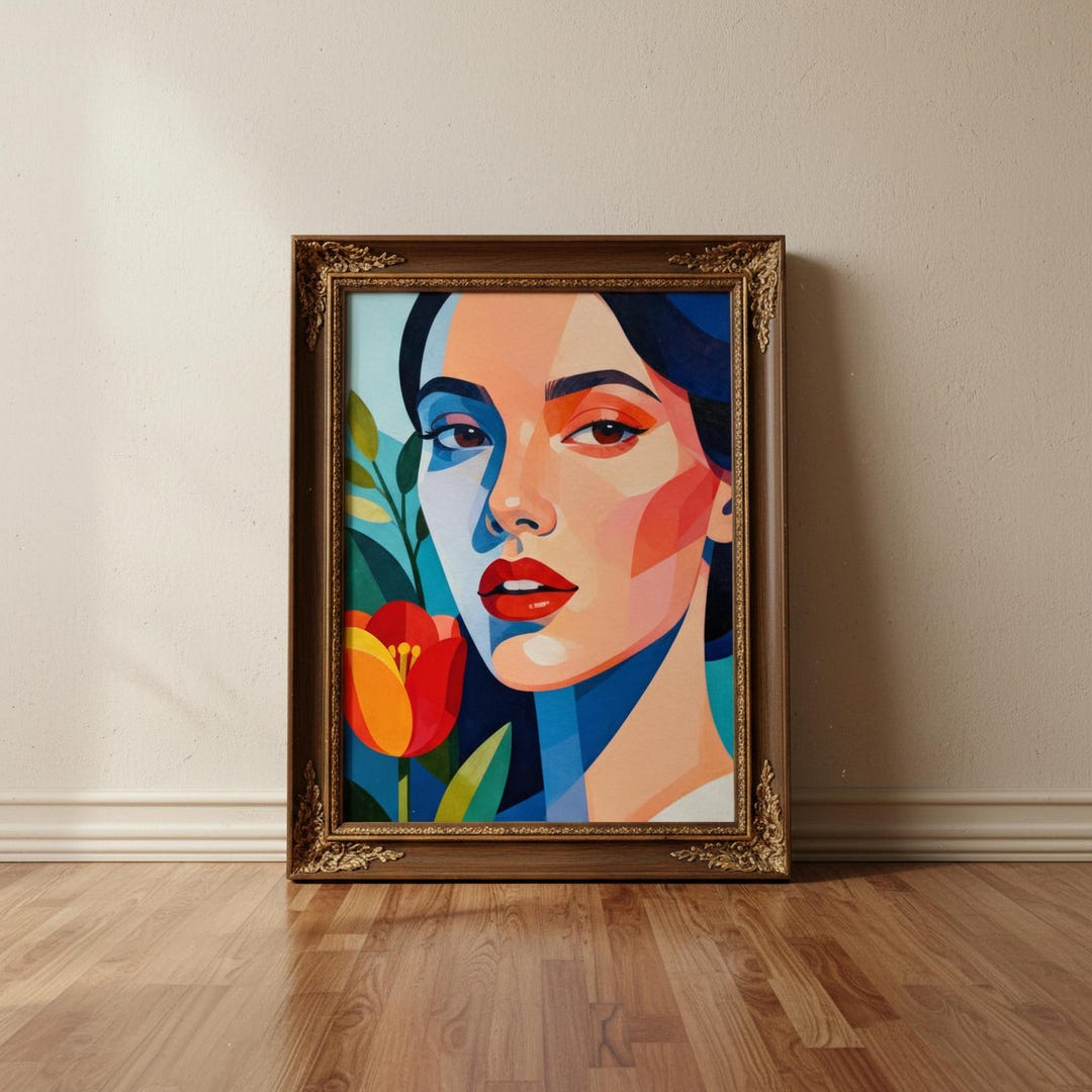 Colorful Abstract Woman Portrait Wall Art - Digital Download - Etsy