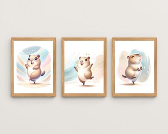 Arte mural de carpincho para habitación infantil (descarga digital)