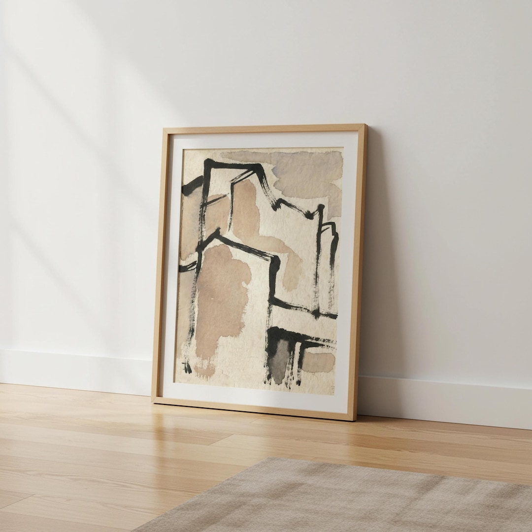 Wabi Sabi Abstract Wall Art Print - Neutral Minimalist Ink Painting ...