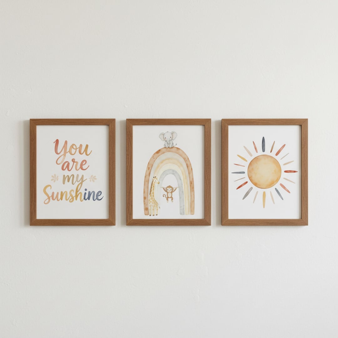 Nursery Wall Art Set | You Are My Sunshine Nursery Print | Baby Room ...