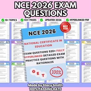 NCE-examenvoorbereiding, studiegids, 520+ oefenvragen, editie 2026-2027 (digitale download)