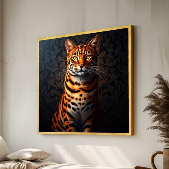 Majestic Tiger Portrait Canvas, Vibrant Wildlife Wall Art, Animal Print Decor, Realistic Tiger Canvas, Home Accent Art, Ready to Hang