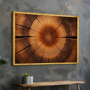 Rustic Tree Rings Canvas Wall Art, Wood Decor, Natural Tree Trunk Cross Section, Earthy Home Decoration, Vintage Nature Wall Art
